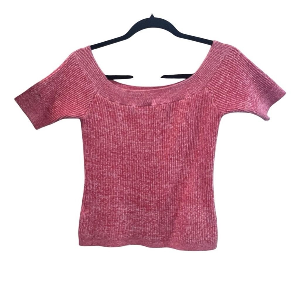 Ganni Red Ribbed‎ Knit Off The Shoulder Top Size Large - Picture 3 of 5